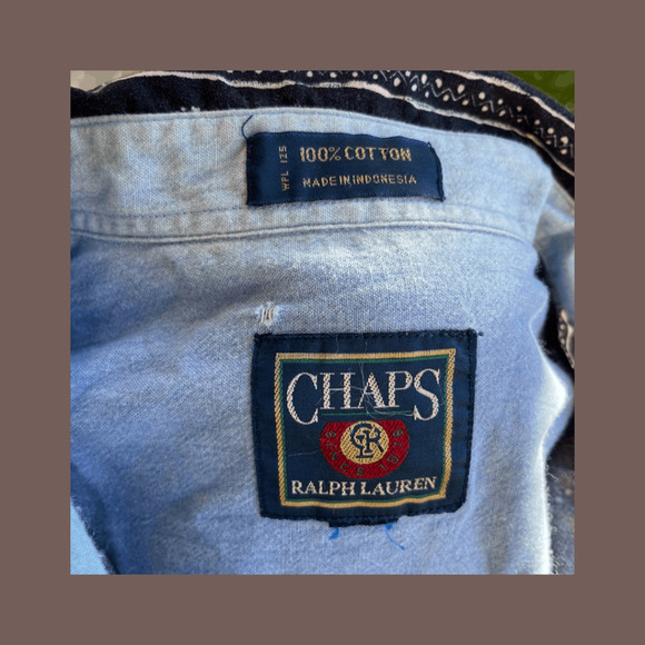 Chaps Ralph Lauren Shirt | Black White Cotton | Size L | Vintage - Picture 3 of 4